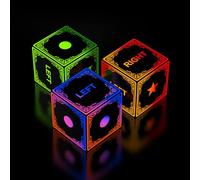 Left Right Center LED Dice Game Prime Set with 3 Dices + 30 Chips Dice Built-in Vibration Sensor chip, Vibration Will Glow. One Charge can Last for 1000 uses(Left Right Center Dice)