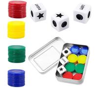 Left Right Centre Dice Game, Dice Games, Left Right Centre Dot Board Sets, Dice Game Set Including 3 Dices 40 Colorful Chips for Party Family Friends Gatherings Camping Picnic Game