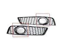 Left+Right Honeycomb Mesh Style Car Front Fog Light Cover Honeycomb Grille Compatible For Audi A3 8P 2009 2010 2011 2012 2013 Body Kit(Chrome Silver)