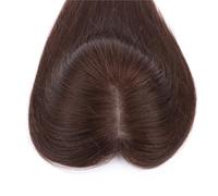 Left Side Part Women's Clip-in Human HairPiece,5x5 Inch MoNo Base Topper for Women Thinning Hair Adds Volume(10 inch,Dark Brown)