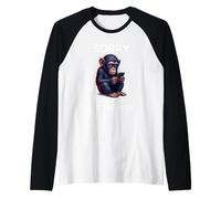 Left Swipe Type Funny Online Dating App Cute Chimpanzee Raglan Baseball Tee