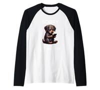 Left Swipe Type Funny Online Dating App Cute Puppy Dog Raglan Baseball Tee
