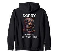 Left Swipe Type Funny Online Dating App Cute Puppy Dog Zip Hoodie