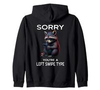 Left Swipe Type Funny Online Dating App Meme Cute Raccoon Zip Hoodie