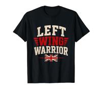Left Wing Warrior UK Political Slogan British Patriotic Value Graphic T-Shirt, Men, Black, XL