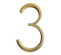 LEFTART 127mm Golden Floating Modern House Number Satin Brass Door Home Address Numbers, For House Digital Outdoor Sign Plates 5 Inch(3)