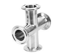 LEFTART Stainless Steel SS304 4 Way Cross Sanitary Fitting Tri Clamp Feerule, for Home Improvement Pipe Fittings (Size : 25mm x ferrule 50.5)