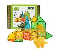 Leftfield Toys Magnetics | Dino Set | 30 Piece Magnetic Tile Building Set - Dinosaur-Themed Construction Toy for Toddlers & Children Ages 3+ Years
