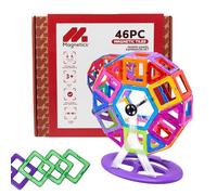 Leftfield Toys Magnetics | Magnetic Tile Ferris Wheel | 46 Piece Building Set with Spinning Base - Educational Construction Toy for Children Ages 3+ years