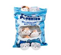 Leftfield Toys My Kawaii - Pudding Plushies - Blueberry Scented - Cat Design - 6 Soft and Cuddly Kittes for Kids and Adults - Cute and Collectible Plush Toy Pillow