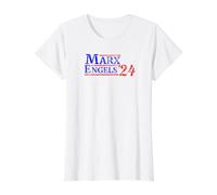 Leftist Karl Marx Engels Value Graphic T-Shirt, Women, White, M
