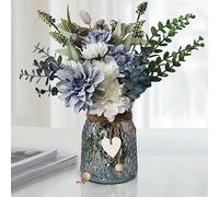 LEFTOVER Faux Flowers in vase,Artificial Flowers in vase,Table centerpieces for Dining Room,Flower centerpieces for Tables,Fake Flowers with vase,Kitchen Table Decor,Coffee Table Decor