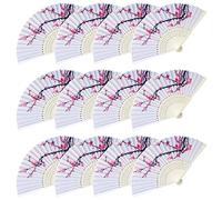 LEFTSTARER 12Pcs Delicate Cherry Blossom Folding Hand Fan Japanese Chinese Decor Fan Paper Fans Party Performance Dancing Wedding Decorations Favors Gifts (12 pcs Cherry Fans)