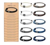 LEFTSTARER 3Pcs Adjustable Braided Christian Cross Bracelet for Men Women, Jesus WWJD Bracelet Religious Baptism Gift with Bible Verse Joshua 1:9 Card, 10.6 inches, Nylon, no gemstone