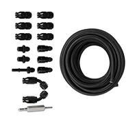 Leftwei 6AN 3/8in Fuel Line Fitting Kit, PTFE Nylon Oil Gas Hose for LS Swap EFI System with 10pcs AN6 Fitting & Hose Separator Clamp