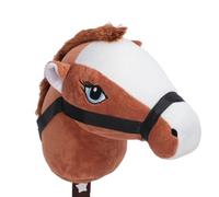 Leftwei 70cm Height Plush Horse Stick Toy Cute Expression 2 Sound Effect Realistic Neighing Sounds Lifelike Soft Plush Outdoor Stuffed Stick Horse for Kids Toddlers (Dark Brown)