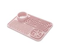 Leftwei Cat Lick Mat Slow Feeder Bowl Silicone Puzzle for Mindful Eating Dogs Cats 31x20.8x21.5cm (Pink)