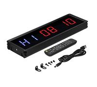 Leftwei Gym Timer, 12 24 Hour Workout Interval Timer with Buzzer, Clear LED Count Down Up Digital Wall Clock for Fitness Exercising, Aluminum Alloy, 10.6x3.5x1.2inch