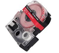 Leftwei Label Works, Oil Proof Wear Resistant Anti Label Tape, Transparent Durable Maker Tape, Suitable for Printer LW Series, Ideal for Labeling & Identification (12mm red Background with White