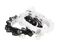 Leftwei Lace Pet Collar Set for Small Cats and Dogs, Perfect for Wedding Decor and Festivals, Black and White, 2 Pack