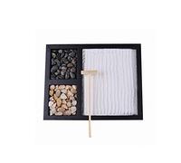 Leftwei Mini Meditation Sand Table, Sensory Relaxation Desk Decoration, Fine Sand Rake Rocks Table with Calming Design, Ideal for Home, Office, Coffee, Mantel, Black (Black)