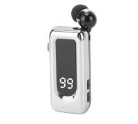 Leftwei Retractable Wireless Earphone, Retractable Design Preventing Entanglement, Collar Clip Type Stereo Headphone 18 Hours Music Playback for Drivers & Professionals on the Go (Silver)
