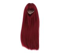Leftwei Reusable 1/4 Scale Doll Wig for 7-8Inch Ball Jointed Dolls, Heat Resistant Synthetic Fiber Straight Hair with Adjustable Bangs (Wine Red)