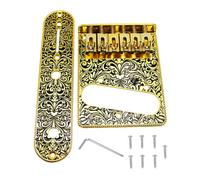 Leftwei Saddle Bridge Plate, Complete Roller Zinc Alloy Metal Telecaster Bridge Plate Guitar Saddle with Ventilated Control, for TL Electric Guitar Replacement (Gold)