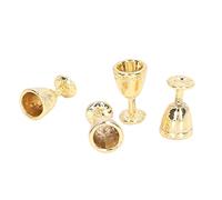 Leftwei Simulation Mini Champagne Glasses, 4Pcs Dollhouse Wine Cups, Great for Dollhouse Accessories and Playtime (4 gold)