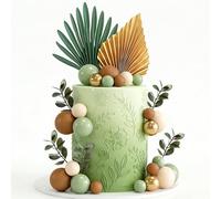 LEFUBABY 36 PCS Balls Cake Toppers Palm Leaves Cake Decorations for Birthday Wedding Baby Shower Party Supplies (Orange & Pink)