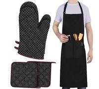 LEFUNDA® Cooking Apron Waterproof Apron with 3 Pockets Adjustable BBQ Apron with Long Straps Kitchen Apron for Men Women Kitchen Restaurant Café