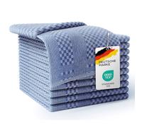 LEFUNDA® Set of 10 Tea Towels - 100% Cotton Kitchen Towels, 220 GSM, Soft, Super Absorbent Dish Towels, Two-ply strong strength, 50x70cm, For Cleaning, Drying, Table Setting and Catering (Blue, 10)