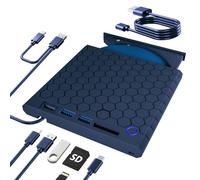 Lefunpets External CD DVD Drive for Laptop USB 3.0 and Type-C Optical DVD Drive ROM Burner Rewriter for Laptop PC Mac OS MacBook WindowsXP (Blue)