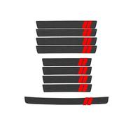 LEFUVR 9 Pcs Car Sill Strip Threshold Protector for Nissan Qashqai 2 (II) J11 Facelift I 2017-2021, Carbon Fiber Door Sill Kick Plate Rear Bumper Protector Stickers,Red