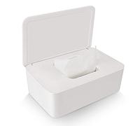 LEFUYAN Wipes Dispenser, Dustproof Tissue Storage Box Case Wet Wipes Dispenser Holder with Lid for Home Office Desk (White)