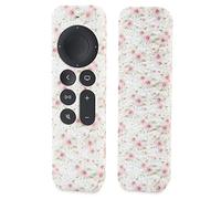 LEFXMOPHY Case for Apple TV Cover Siri Remote 2023 2021 2022 2024, 4K HD Controller 2nd 3rd Gen, Flower Silicone Sleeve with Lanyard