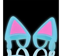 LEFXMOPHY Cat Ear Add Ons for Headset Replacement for Xbox PS4 PS5 Headphones, Silicone Ear Straps Attachment Accessories for Gamer, Girl, Blue Glow in Dark