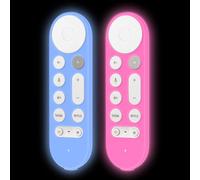 LEFXMOPHY Glow Case Cover for Google TV Streamer 4K Voice Remote 2024 2pcs Blue and Hot Pink Silicone Protector Glow in Dark