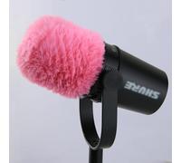 LEFXMOPHY MV7X Windscreen for SHURE MV7 MV7X Microphone Replacement Pop filter, Pink Furry Wind Muff Deadcat Cover