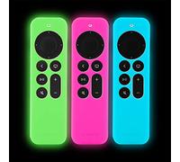 LEFXMOPHY Protective Case for Apple TV Siri Remote 2023 2024 2021 2022, Silicone Cover for 4K HD Controller 2nd 3rd Gen, 3-Pack Green, Hot Pink, Blue Sleeve Glow in Dark with Lanyard