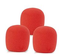 LEFXMOPHY SM58 Pop Filter，Mic Foam Replacement for Shure SM58 SM48 Vocal Microphone Windscreen, Red Noise-cancellation Windsock Cover 3-pack