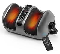 Leg and Foot Massager with Heat, 3D Shiatsu Kneading and Rolling Massage for Plantar Fasciitis and Arthritis Pain Relief, Adjustable Remote Control, for Athletes, Office and Standing Workers