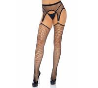 Leg Avenue 1784-00122 Industrial Net Stockings With O-Ring Attached Garter Belt, O/S, Black, Multi, One Size