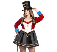 Leg Avenue 2 PC Classic Ringmaster, includes sequin trimmed satin dress with embroidered tailcoat and top hat, MULTICOLOR, 1X-2X
