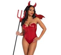 Leg Avenue 2 PC Devil Kit, includes rhinestone devil wings and horn headband, RED, O/S