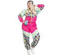 Leg Avenue 2 PC Totally 80s Tracksuit, includes zip-up tracksuit and headband, MULTICOLOR, 3X-4X