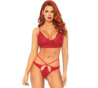 Leg avenue 2 piece bra s/m with double thong tiranta, Size L/XL, Color Red