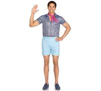 Leg Avenue 3 PC Mr Malibu, includes button up leopard print shirt, elastic waist shorts with pockets, and neck scarf