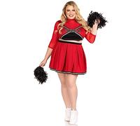 Leg Avenue 3 PC Varsity Babe, Includes Crop top with Cheer Logo, Pleated Skirt, and pom poms Red