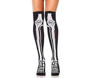 Leg Avenue 559622007 5596-Skeleton Over The Knee Socks, Black & White, (UK 6-12), Black, Women: One Size